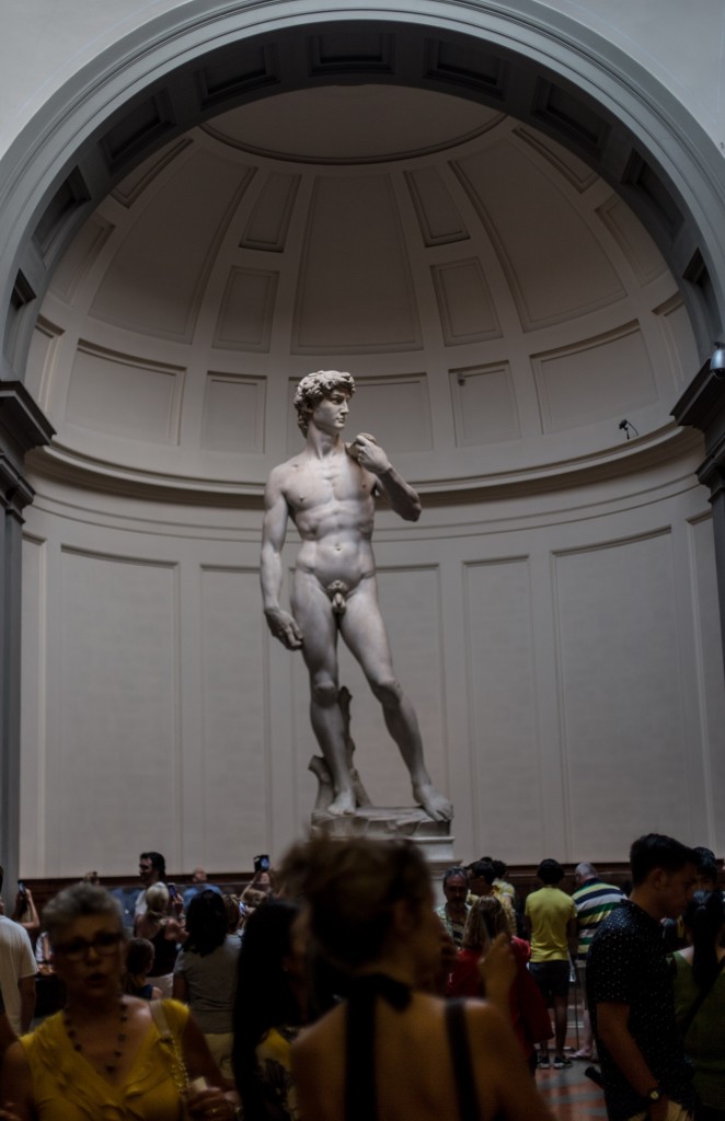 Crowds in front of the David at the Accademia