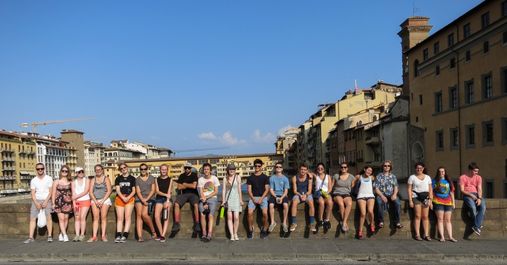 The group on one of the many bridges that span Florence's Arno River