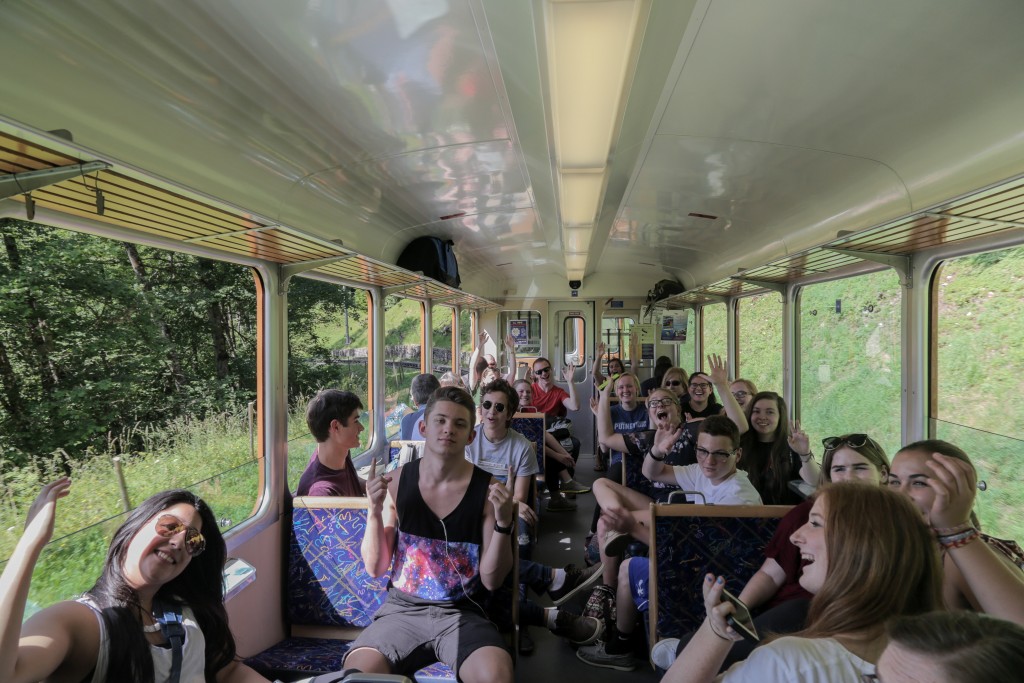 The group eagerly awaits it’s arrival to Leysin 
