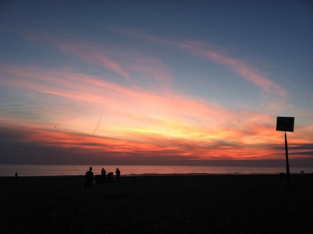 We raced through town and just caught the tail end of the sunset at Egmond aan Zee. The water wasn't too bad and we all jumped into the ocean. (Photo by Jonah S.)